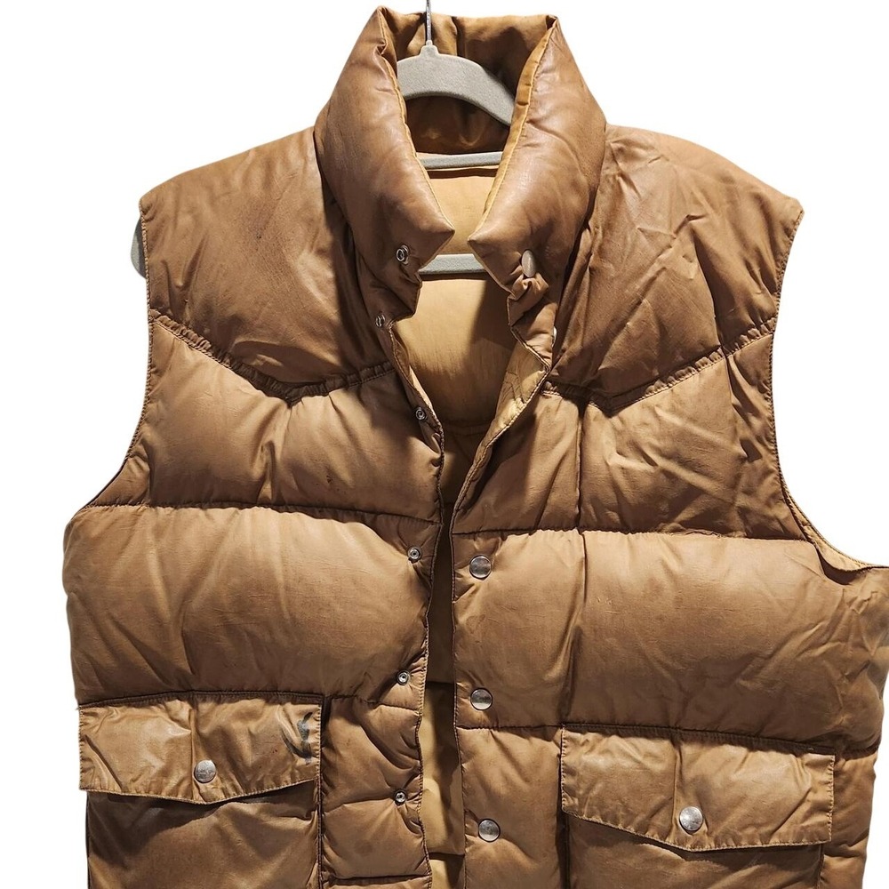 Vintage 70's Forester Western Grunge Reversible Down Puffer Vest  Chest Pockets